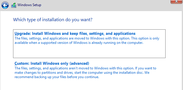 7. Hyväksy lisenssiehdot ja klikkaa Next. Accept license terms and click Next. 8. Valitse Custom: Install Windows only (advanced).