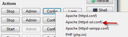 Valitaan Apache (hhtp.conf) Siellä muutetaan seuraavat kaksi kohtaa.