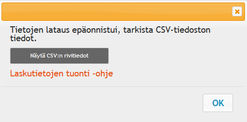 ALP Laskun Kyllä arvonlisäveroprosent ti RTU Rivitunniste Koontilaskujen juokseva numerointi, alkaa Ei arvosta 1 Käytä juoksevaa numerointia, jos kyseessä on koontilasku PVM Asiakirjan Muotoa