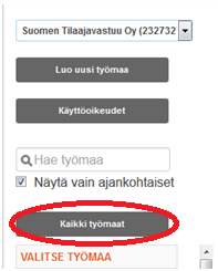 Oletusnäkymänä avautuu Lähettämättömät raportit -välilehti, jossa näkyy kaikki käyttäjän työmaat, joilta ei ole lähetetty raporttia valittuna kuukautena.
