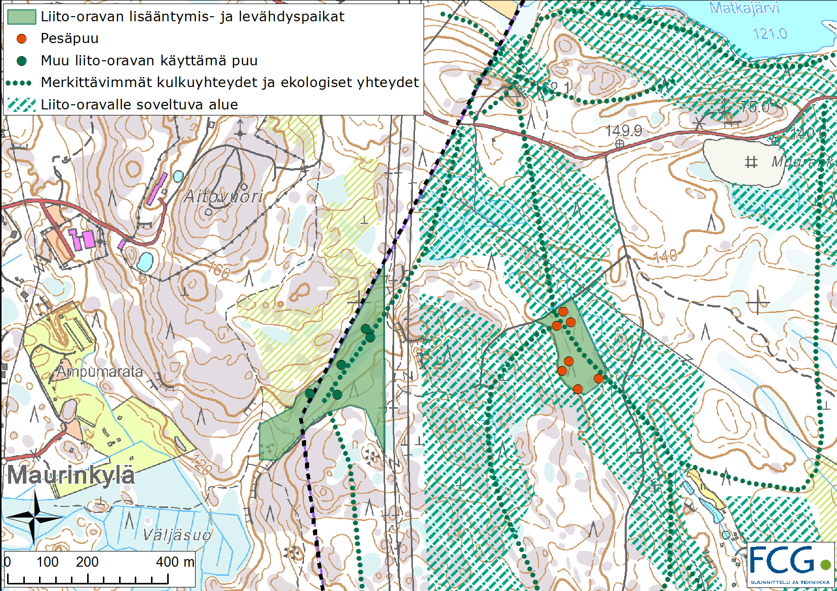 FCG SUUNNITTELU JA TEKNIIKKA OY Loppuraportti 9 (17) 9.5 Kulonmaantie pohjoinen ja Aitovuori Inventointiajankohta Molemmat esiintymät havaittiin keväällä 2012.