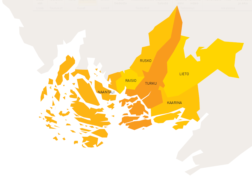 Kuuden kunnan alue, yhteensä 280.