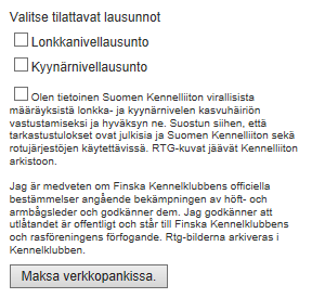 Suomen Kennelliitto ry. 16.5.2014 11(32) Tulosta vakuutusarvolaskelma valinnalla voit tulostaa pdf-muotoisen vakuutusarvolaskelman.