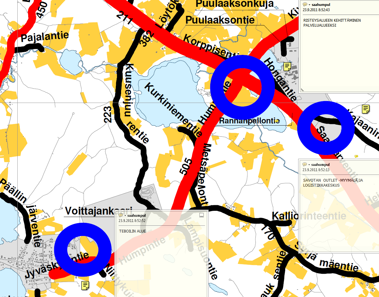 Karstula Karstulan keskusta osoitetaan c-kohdemerkinnällä. Tällöin km-kohdemerkintä kumotaan pois.