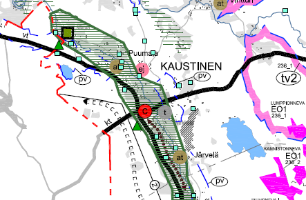 FCG Finnish Consulting Group Oy Kaustisen kunta Sivu 6/14 Kuva 2. Ote Keski-Pohjanmaan vaihemaakuntakaava 1 ja 2:n yhdistelmäkartasta (kaava-alueen likimääräinen rajaus sinisellä).