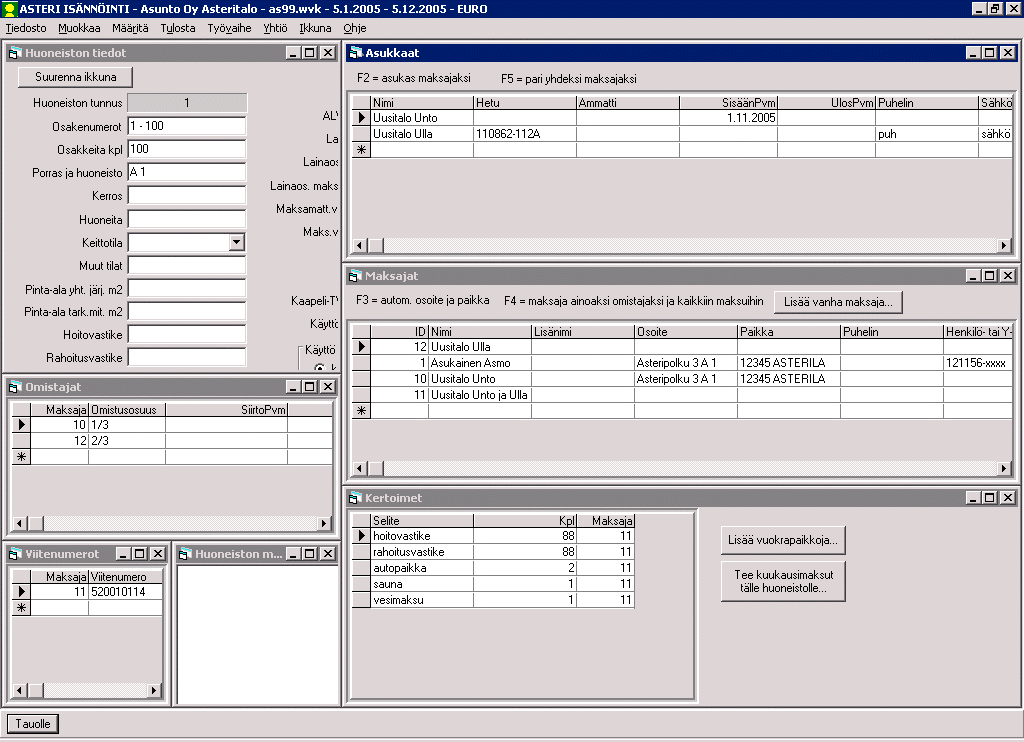 ASTERI ISÄNNÖINTI Windows-ohjelma Vuosipäivitys 18.9.