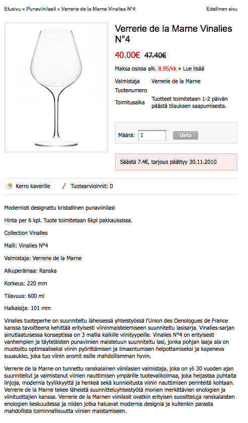 Hinta/toimitustieto Laadukkaat kuvat ja yksityiskohtainen tuotetieto Tieto tarjouksesta Tuotetieto Tuoteperhe/Collection