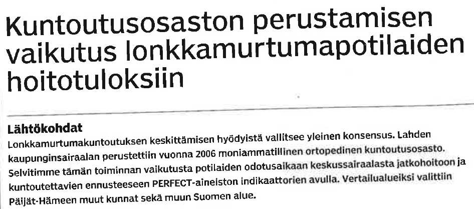 Pikkarainen, Vaara & Salmelainen Gerontologinen kuntoutus osaksi uudistuvia vanhuspalveluja/ Fysioterapia 1/2014 -