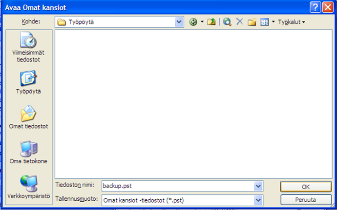 Tallenna PST tiedst vaikka Työpöydällesi,