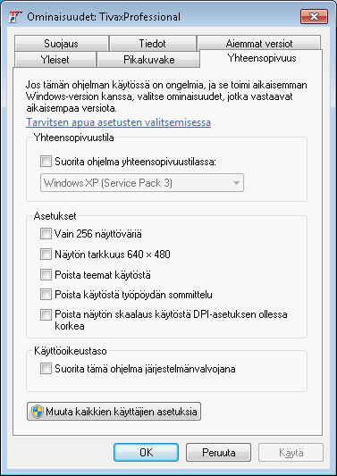 Tivax siirto uuteen koneeseen 5 Valitse Windows työpöydältä Käynnistä - Kaikki Ohjelma - TivaxWin, jolloin esille tulevat sekä TivaxProfessional että TivaxTools ohjelmien kuvakkeet valikossa. 2.