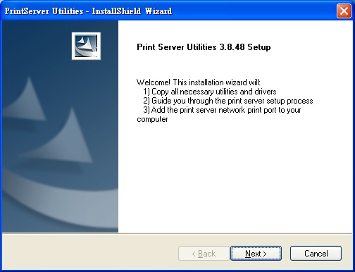 3. Näyttöön tulee ikkuna Print Server Utilities.