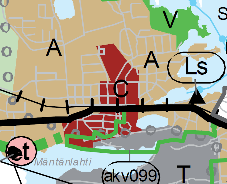 4.3 Kaavatilanne 4.3.1 Maakuntakaava Pirkanmaan 1. maakuntakaavassa (vahvistettu 29.3.2007) suunnittelualue on osoitettu keskustatoimintojen alueeksi (punainen väri ja kirjainmerkintä C).