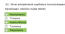 6.13. Sarakkeen otsikko Käytä sarakeotsikkoja alla olevan esimerkin mukaisesti: Halutun kysymyksen kohdalla avaa Kysymyksen lisäasetukset.