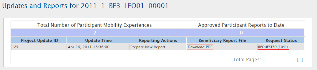 8. Klikkaa [Yes] ja saat viestin: Request for a new report was sent". 9. Hetken kuluttua raportin status muuttuu tilaan Requested. 10.