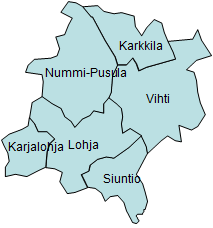 57 KUVIO 5. Lohjan sairaanhoitoalueen jäsenkunnat (Lähde: Karttapohja).