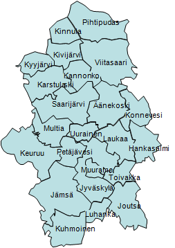 11 KESKI-SUOMI 95 Keski-Suomen sairaanhoitopiirin kuntayhtymän omistaa 23 keskisuomalaista kuntaa. Asukasmäärä 31.12.2009 oli 272 784.