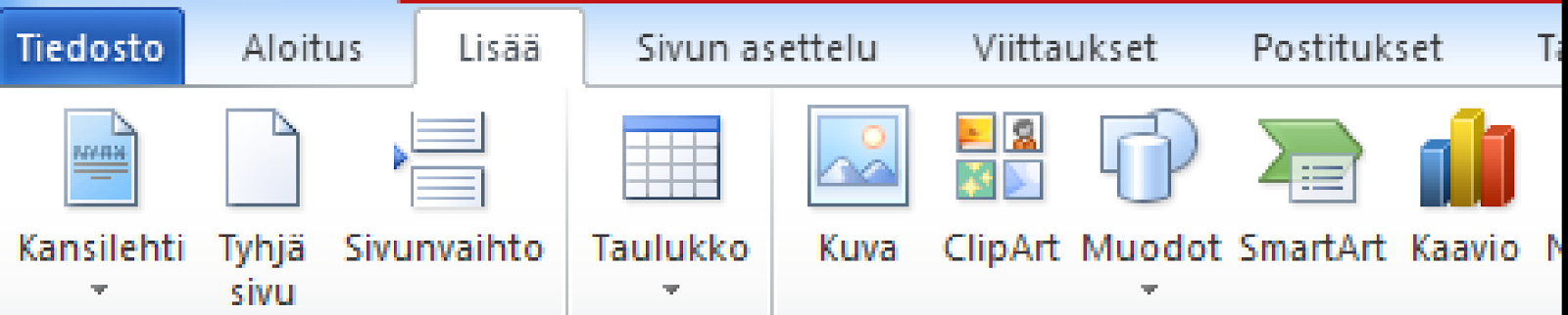 Kotiope.com 10 Lisää valintanauha - Sivunvaihdon lisääminen 1. Vie kursori siihen kohtaan johon haluat lisätä pakotetun sivunvaihdon 2.