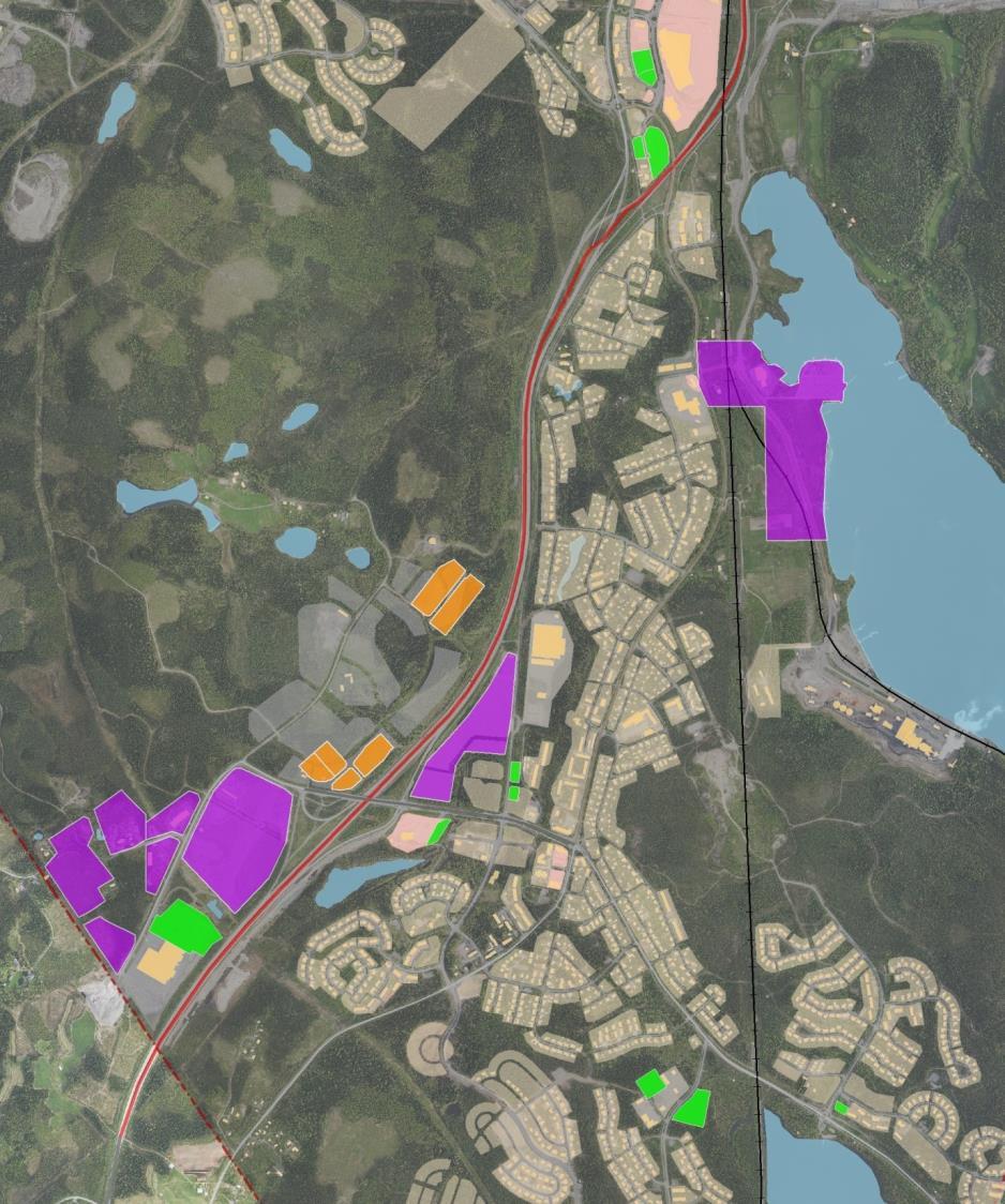 Aluerakenne Alueella neljä potentiaalista yritystoiminnan aluetta.