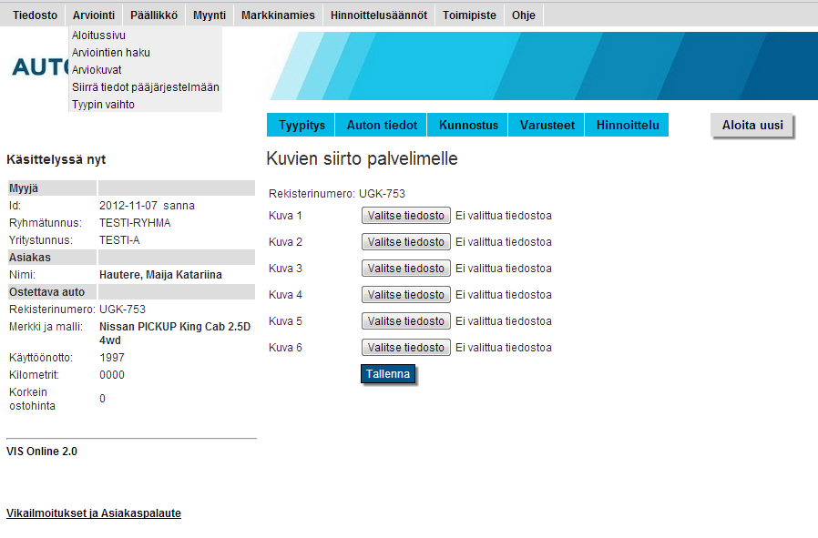Kuva 19 Arviokuvat Valitse tiedosto näppäintä painamalla avautuu normaali Windowsin tiedostojen hakuikkuna, jolla voit hakea kuvat kameraltasi tai tietokoneeltasi.