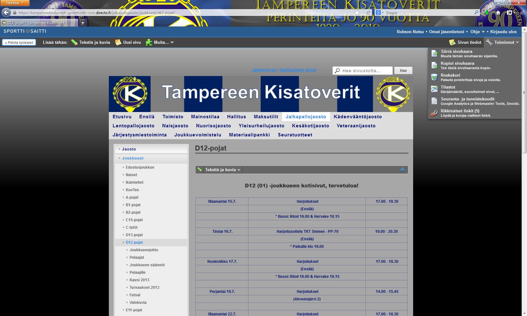 Yläreunan Omat jäsentietoni kohdasta voidaan