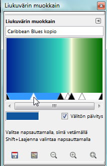 Haaga-Helia ammattikorkeakoulu GIMP-ohje 18 (38) 5. Voit vaihtaa värejä napsauttamalla Liukuvärin muokkain -rivin oikean reunan nuolipainiketta 6.