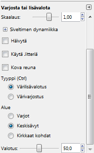 Valitse Tyyppi-kohdasta: Värilisävalotus tai Värivarjostus 4. Alue: valitse mitä sävyjä muutat 5. Valotus: kuinka tehokkaasti työkalu tuo valoa kuvaan.