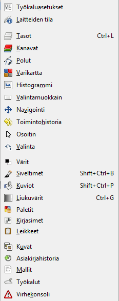 ikkunat voi sulkea. 1.8 Värit Työkalut-paletissa on edustan ja taustavärin kuvake. Edustan väriä käytetään kun esim.