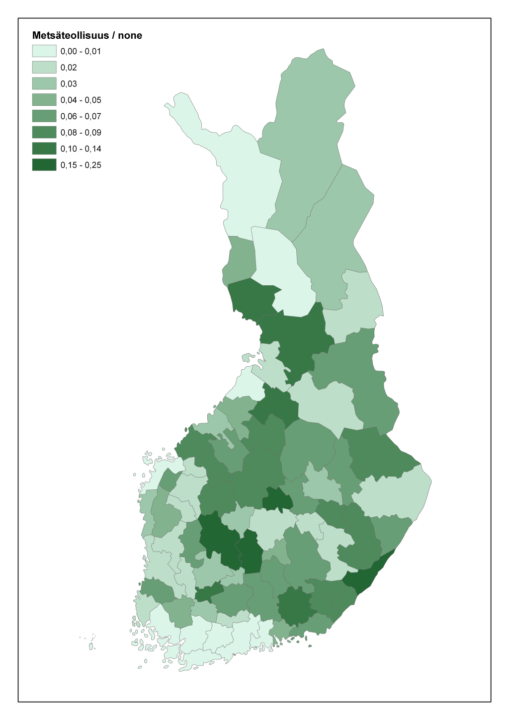 Metsäteollisuus (2010) Arvonlisäys Osuus työllisestä työvoimasta