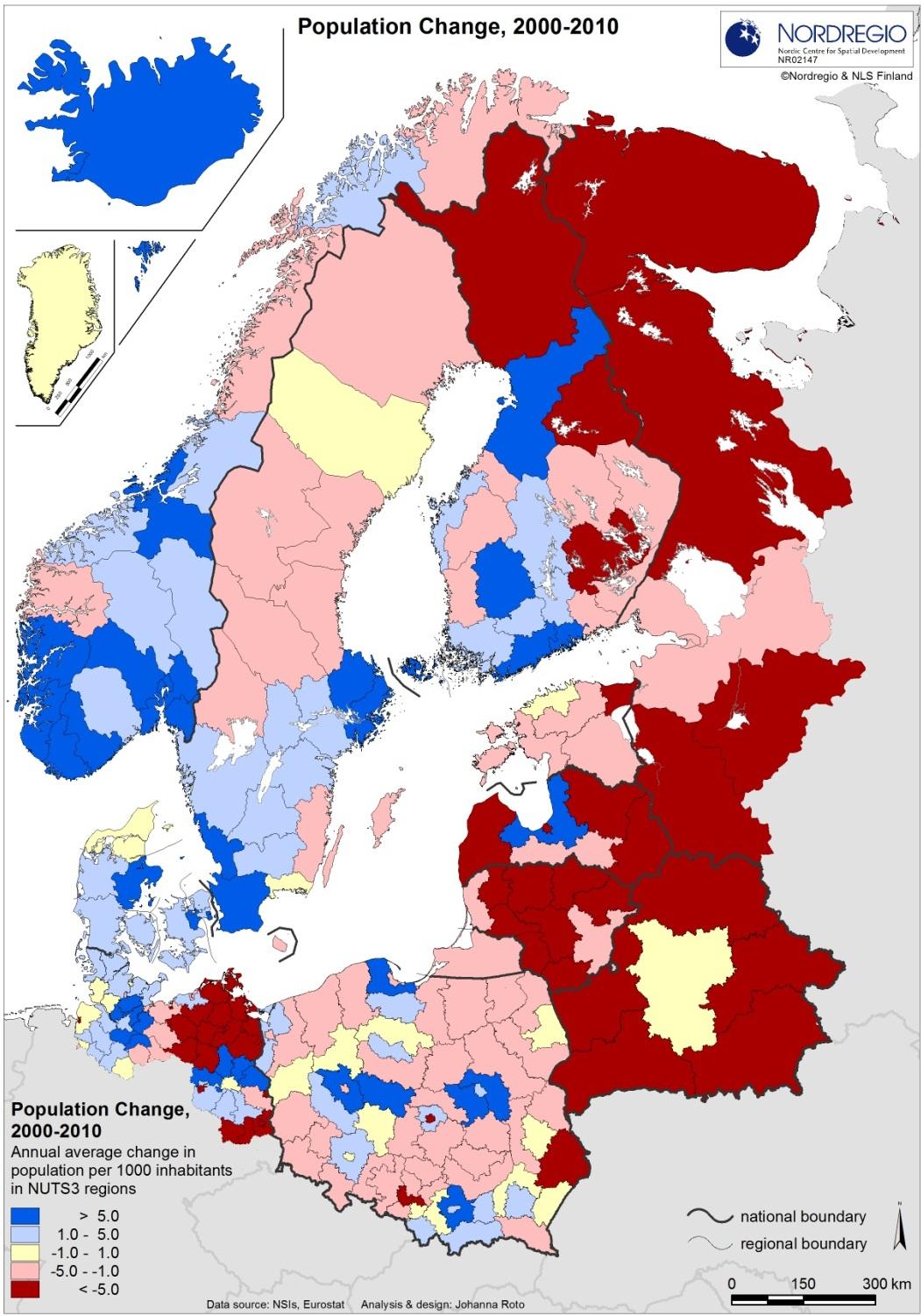 Väestön kehitys 2000-2010 Suomi ja lähialueet Väestönmuutos