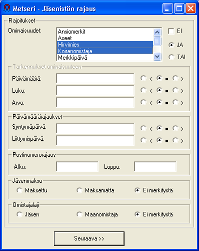 Moniliitos: Haluttu ominaisuus voidaan antaa usealle jäsenelle yhtaikaa.