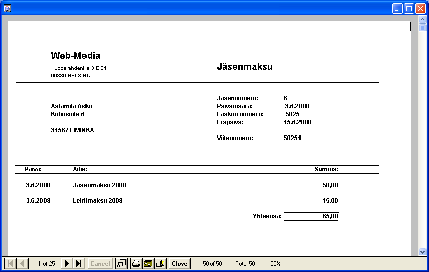 Ryhmälasku ominaisuuden perusteella Laskut voi luoda myös useammalle henkilölle (ryhmälle) kerrallaan ominaisuuksien avulla. Henkilö kenttään valitaan ominaisuuden nimi (Om - xxxx).