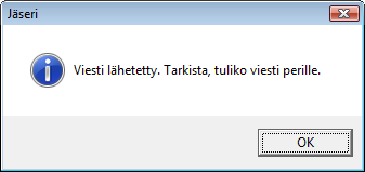 HUOM! Mapi vaihtoehtoa käytettäessä pitää huomioida, että sähköpostiohjelma on asetettu lähettämään viestit välittömästi, jotta Jäserin lähetyksen rajoitus vastaisi todellista sähköpostien