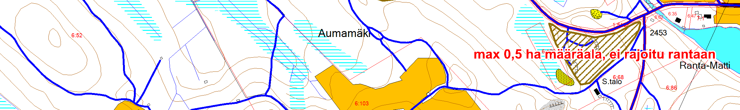 6. Kyrsyä Alueella ei ole voimassa olevaa kaavaa. Rakentaminen kunnan rakennusjärjestyksen mukaisesti. Suurin sallittu rakennusoikeus on 430 k- m 2. Rakennuspaikat ovat kuivanmaan rakennuspaikkoja.