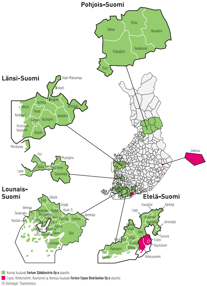 6 3 Fortum Distributionin jakeluverkkoalueet ja sähköliittymien hinnoittelun käsitteet 3.