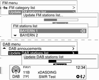 Infotainment-järjestelmä 103 Käännä TUNE-säädintä siirtyäksesi haluttuun luetteloon ja paina sitten MENU-painiketta vastaanottaaksesi haluttua asemaa.