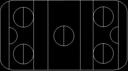 2.6 Maalialue 2.6.a 2.6.b Sininen, 5 cm leveä ja säteeltään 2.43 m oleva puoliympyrä tulee merkitä jäähän maaliin eteen.