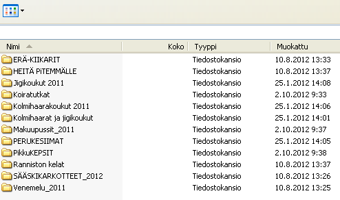 Windowsin käytöstä - Tiedostot Tiedostojen lajittelu nimen