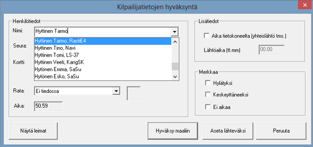 eresults Lite Ohje Rasti E4 Sivu 12 Seuraavaksi kirjoitat suunnistajan nimen Nimi kenttään.