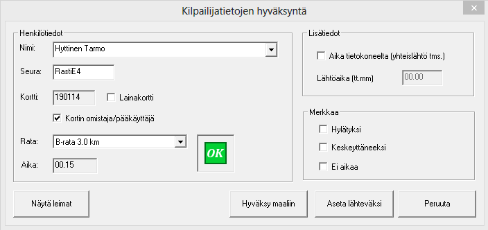 eresults Lite Ohje Rasti E4 Sivu 16 Valinnan jälkeen eresults tarkistaa tilanteen ja jos kyseessä oli