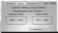 Mittarit ja käyttölaitteet 75 Auto alkaa latautumaan heti, kun se kytketään pistorasiaan. Ladataan 3 126.