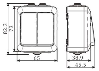 96120 Kytkin 1/6 roiskevesitiivis,16a 250V~, jousiliittimet, pinta-asennus.