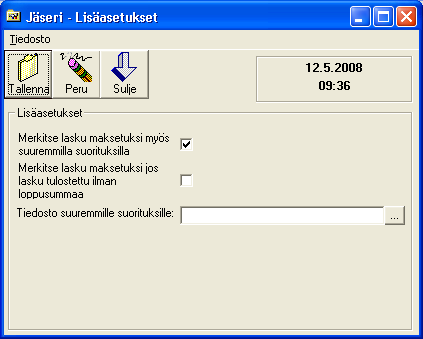 Laskutus Laskutus välilehdellä voidaan ottaa käyttöön räätälöity laskupohja. (Räätälöidyt laskupohjat pitää erikseen tilata Web-Medialta.