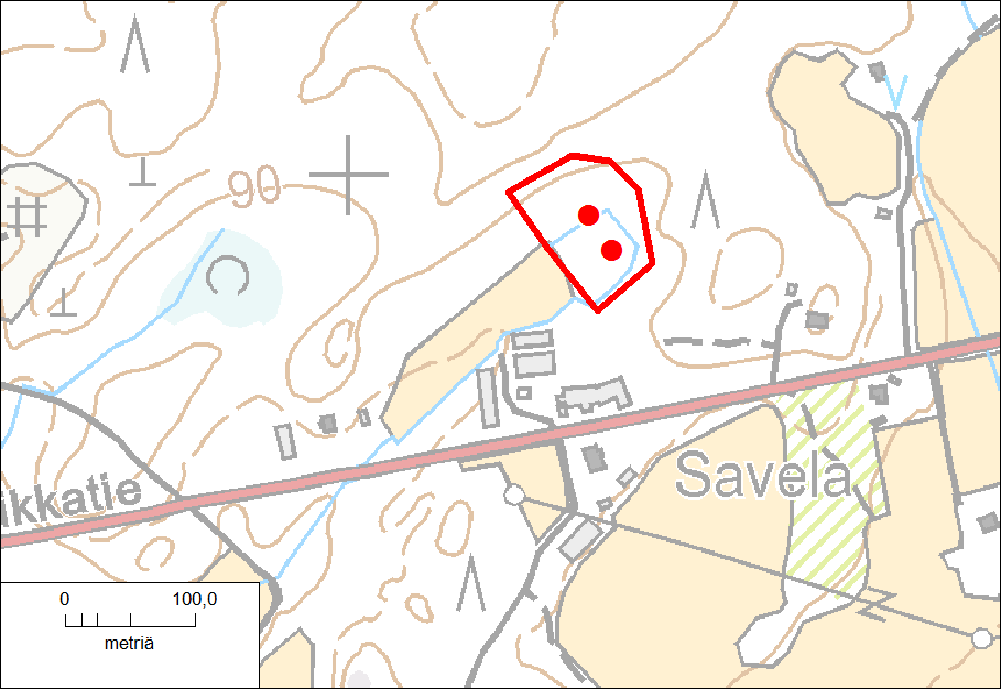 Savelan liito-orava Kohde sijaitsee osa-alueella 5 Tikkatien pohjoispuolella, Savelan tilakeskuksen pohjoispuolella (kuva 33).