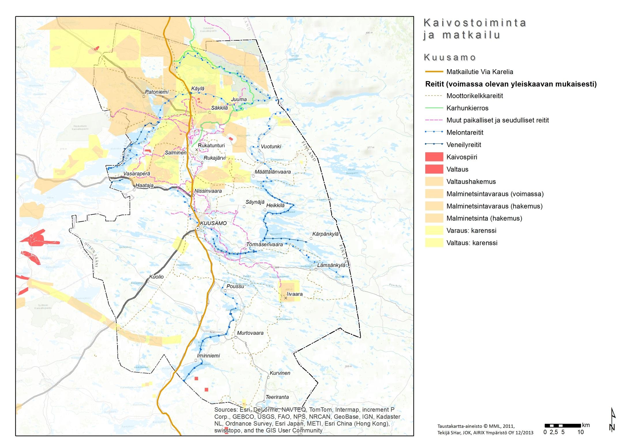 YHTEENSOVITTAMISEN TARPEET: kaivostoiminta ja matkailu Yhteys Kuolaan, SallaKantalahti -rautatieyhteys Alueet, joilla suuri yhteensovittamisen tarve Ruka-Oulanka matkailualue Karhunkierros