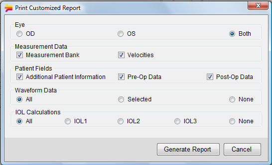 Kun halutut valinnat on tehty, luo raportti napsauttamalla Generate Report - painiketta. 18.4 Raporttien käyttö Kaikkia raportteja voi tulostaa, selata ja tallentaa samalla tavalla.