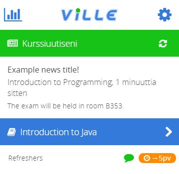 4 Kurssiuutiset ViLLEn avulla opettajat voivat lähettää uutisia ja päivityksiä kursseihin liittyen ja tämä näytetään