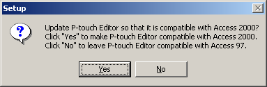 8 Kun P-touch Editor on asennettu, esiin tulee valintaikkuna, jossa kysytään asennetaanko tulostinohjain. Jos haluat asentaa tulostinohjaimen, napsauta Yes (Kyllä).