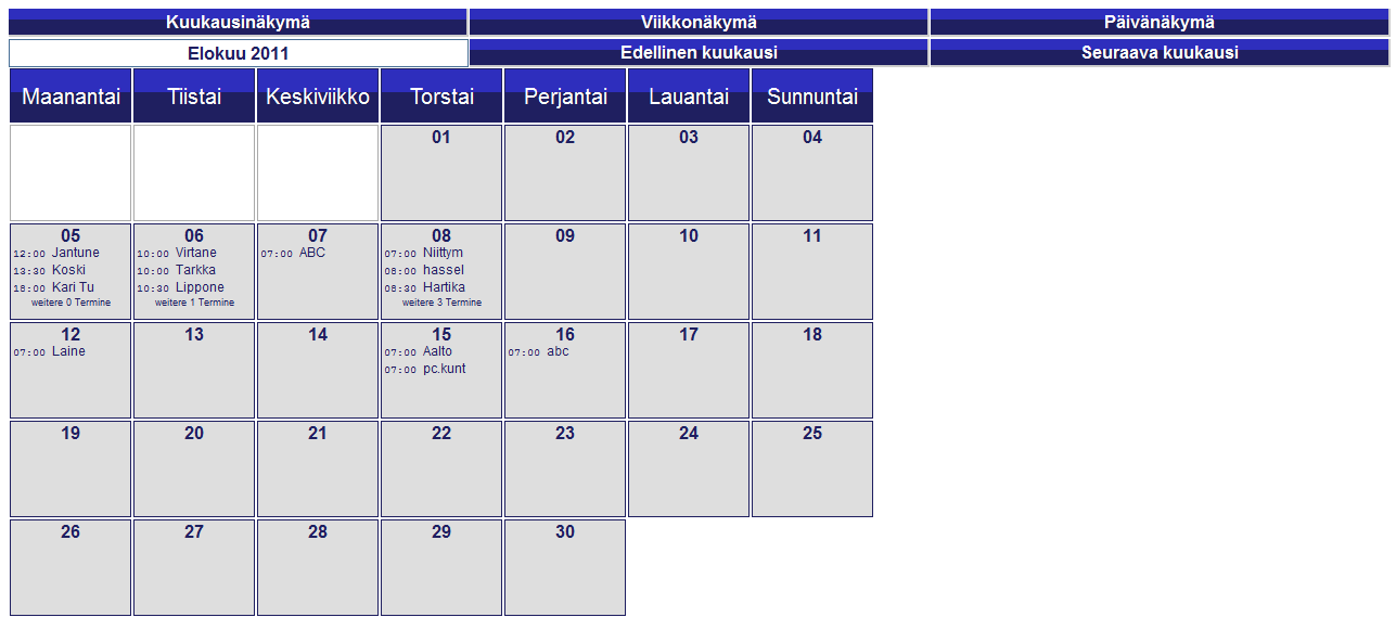Asiakaskalenteri