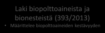 Keskitisleet - Maailmanmarkkinahinta Usd/ton & Bio lisän hinta snt/l Suomen liikennepolttonesteitä ohjaavat säädökset Renewable Energy Directive (RED) 2009/28/EC Fuel Quality Directive (FQD) 98/70/EC