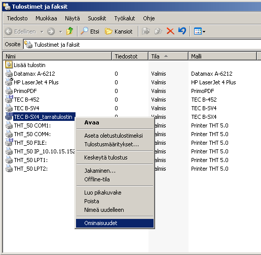 20.8.2009 Sivu 13 / 34 Windows-ajurien perusasetukset, joilla saat kirjoittimen käyttöön Tee ensin käyttämäsi tarramateriaalin mukaiset sivuasetukset.